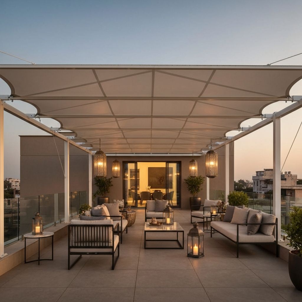 Tensile roof covering on terrace Delhi